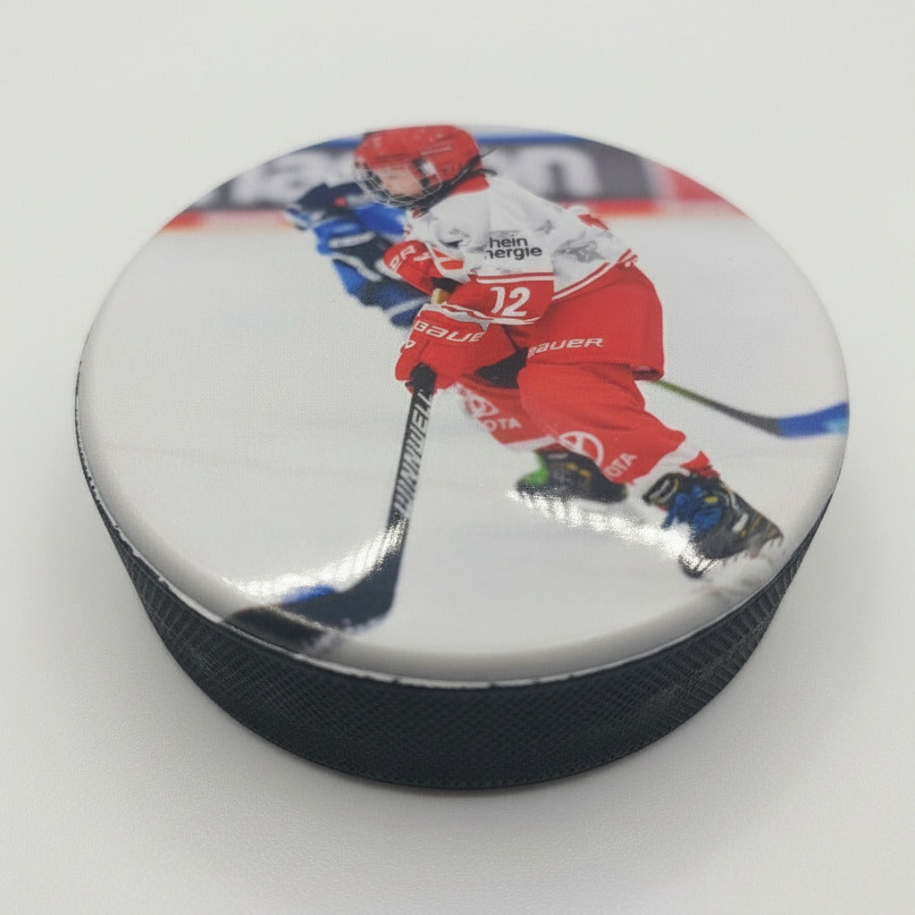 Personalisierter Eishockey Puck mit Fotodruck + 3D Effekt