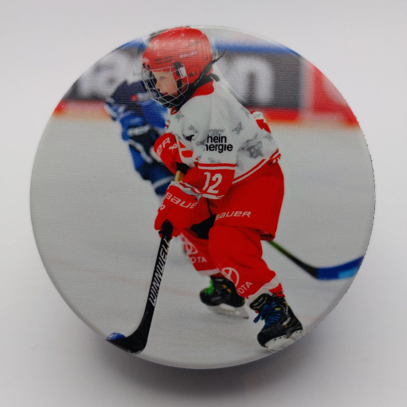 personalisierter Puck Eishockey mit Fotodruck Kind Eishockey
