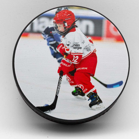 Personalisierter Eishockey Puck schwarz mit Fotodruck