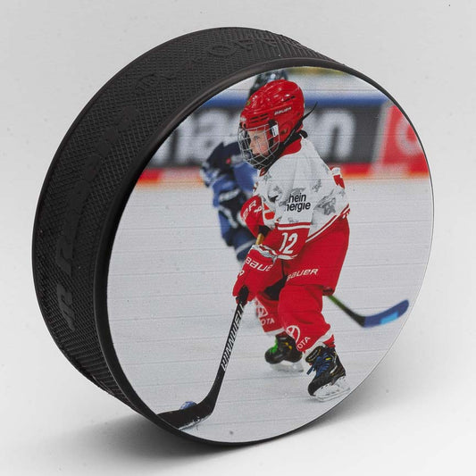 Personalisierter Eishockey Puck schwarz mit Fotodruck