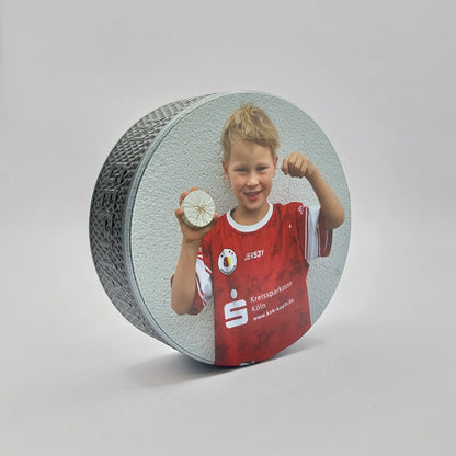 Zahndose im Eishockey Puck Design personalisiert mit Foto – Vorderansicht